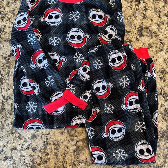 NIGHTMARE BEFORE CHRISTMAS Boys Waffle Knit Fleece Pajamas Set Size 6/7 - Picture 1 of 10